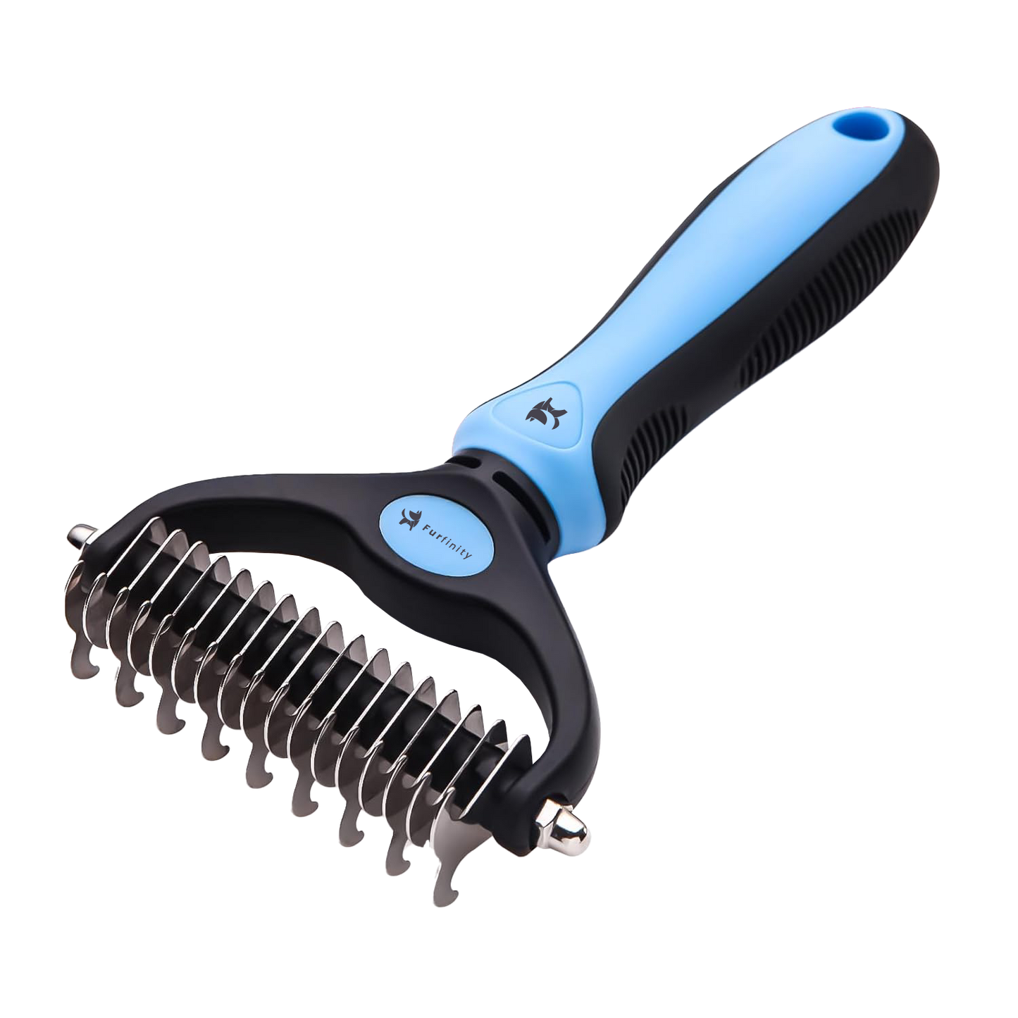 Extra Wide Double-Sided Undercoat Rake for Pet Grooming - Shedding and Dematting Brush for Dogs and Cats, Blue