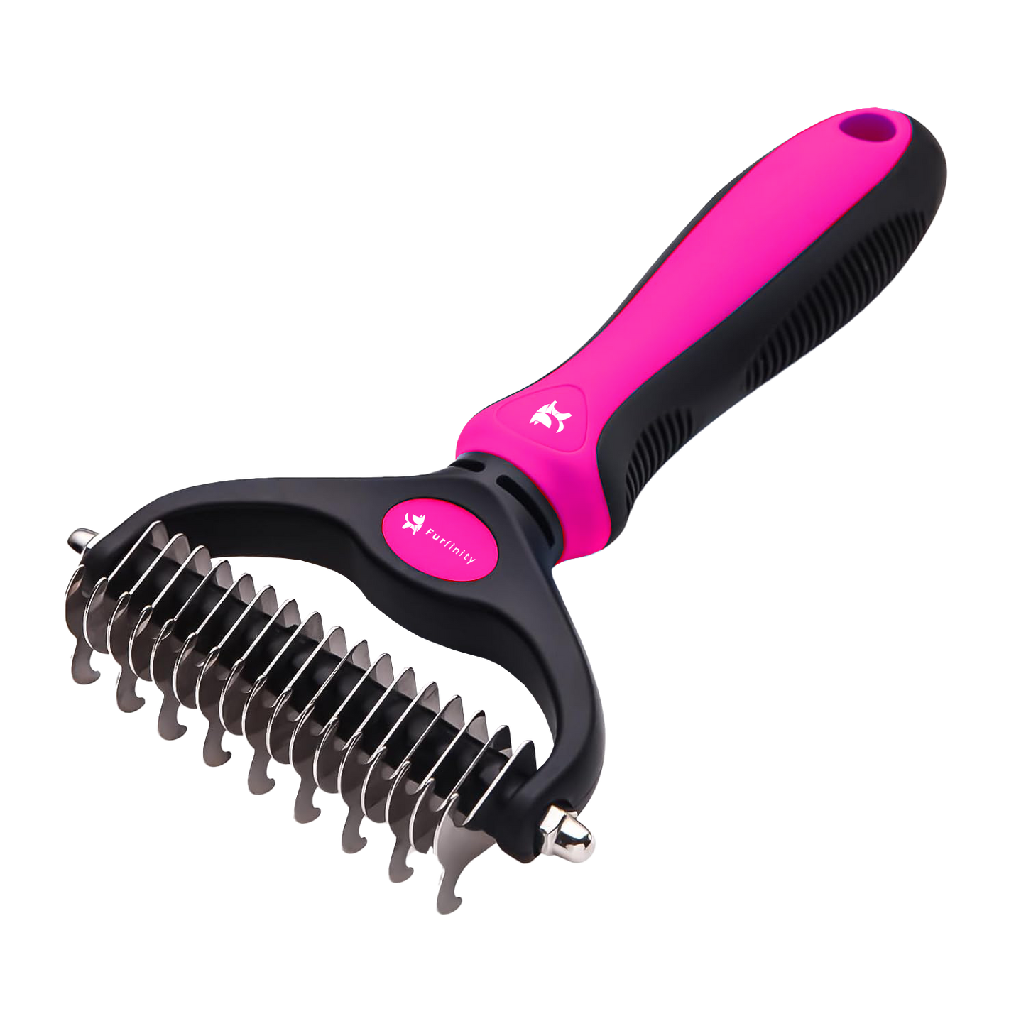 Extra Wide Double-Sided Undercoat Rake for Pet Grooming - Shedding and Dematting Brush for Dogs and Cats, Pink