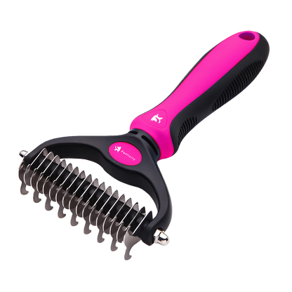 Extra Wide Double-Sided Undercoat Rake for Pet Grooming - Shedding and Dematting Brush for Dogs and Cats, Pink